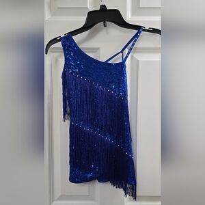 Blue Sequin Fringe Jazz Bodysuit